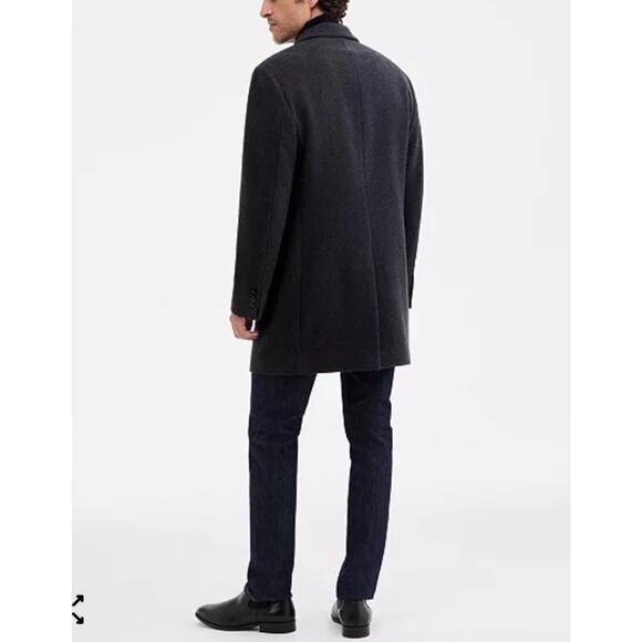 Calvin Klein Mens Prosper Wool Pea Coat Slim Fit 40L Charcoal Gray Overcoat NWOT - Picture 2 of 16